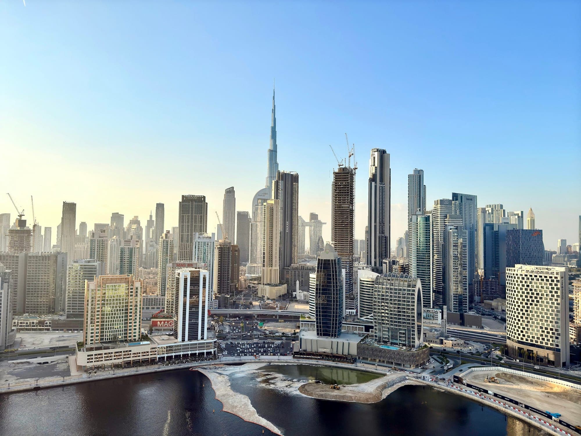 Dubai skyline with the Burj Khalifa in daylight